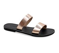 Emmanuela Sandalias planas de cuero griegas hechas a mano, zapatos de verano de calidad para mujer, oro rosa, estampado animal de serpiente, leopardo, cocodrilo, Rose gold, 37 EU