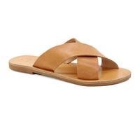 Emmanuela - Sandalias planas de piel griega antigua, hechas a mano, con correa en X, zapatos de verano para mujer, deslizadores abiertos, sandalias boho chic, Beige, 36 EU