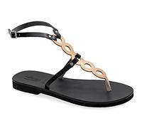 Emmanuela Sandalias planas de piel hechas a mano, zapatos de verano con cortes de pasaje para mujer, sandalias de tiras con puntera partida y correas ajustables, Multicolor, 36