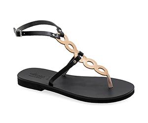 Emmanuela Sandalias planas de piel hechas a mano, zapatos de verano con cortes de pasaje para mujer, sandalias de tiras con puntera partida y correas ajustables, Multicolor, 41
