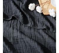 EMME Cubrecama de algodón 100 % muselina, 152 x 203 cm, para sofá, manta de gasa transpirable, suave, ligera y prelavada, para todas las estaciones, negro