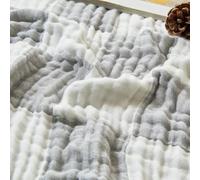 EMME Manta de algodón a Cuadros tamaño Individual Grande de 152 x 203 cm, 100% Muselina para sofá, Gasa refrescante Transpirable para Todas Las Estaciones, Suave y Ligera, prelavada (Gris)