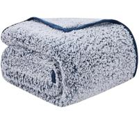 EMME Manta de forro polar sherpa suave, tamaño Queen, reversible, de felpa, esponjosa, grande, cálida, decorativa, cubierta bohemia para sofá, sillón, dormitorio, viajes (felpa azul marino, 229 cm x