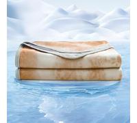 EMME Manta Refrescante ARC-Chill (Q-MAX 0.5) - Manta Transpirable Verano, Ultra Ligera y Delgada de Doble Cara, Ideal para Durmientes Que Sufren Sudoración Nocturna,127x177 cm， Khaki