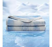 EMME Manta Refrescante ARC-Chill (Q-MAX 0.5) Nocturnos - Manta Transpirable Verano, 230x230 cm,Ultra Ligera y Delgada de Doble Cara, Ideal para Durmientes Que Sufren Sudoración Nocturna，Blau