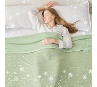 EMME Manta Refrescante de Enfriamiento, ARC-Chill Q-MAX>0,4, 152x203 cm, 2 en 1 Doble Cara - Manta Fina de Verano Ligera y Transpirable para Día, Sofá o Cama, Cubrecama Suave,Grün Gestreift