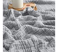 EMME Manta refrescante para sofocos, 152 x 203 cm,Manta de Muselina, 100% algodón, Manta de Gasa para Todas Las Estaciones, Suave, Ligera, Transpirable,Gris Claro