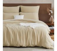 EMME Ropa de cama de muselina, 100 % algodón, 220 x 240 cm, doble cama de verano con cremallera, juego de 1 funda nórdica con 2 fundas de almohada de 80 x 80 cm, colcha de muselina, certificado