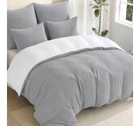 EMME Ropa de cama de muselina, 200 x 200 cm, reversible, 100 % algodón, certificado Öko-Tex, ropa de cama 2 en 1 de doble gasa con 2 diseños, juego para las 4 estaciones, 1 funda nórdica y 2 fundas de