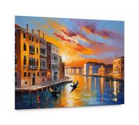 emmena - Cuadro pintado Puesta de sol Venecia II - 25x20 cm