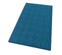 emmevi Alfombra de cocina 3D antideslizante, color liso, elegante, lavable, suave, absorbente, mod. EVITA 50 x 100 cm, azul