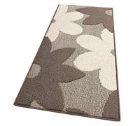 emmevi Alfombra de cocina 3D con flores, tridimensional, suave, con borde moderno, antideslizante, 50 x 135 cm, color beige