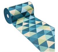 emmevi Alfombra de cocina absorbente bordada antideslizante lavable Patchwork geométrico moderno 52 x 140 azul