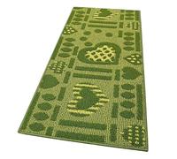emmevi Alfombra de cocina antideslizante con corazones 3D, lavable, moderna, varios tamaños, mod. Clelia Dis.A, 50 x 110 cm, verde