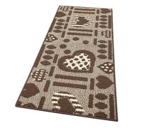emmevi Alfombra de cocina antideslizante con corazones 3D, lavable, moderna, varios tamaños, mod. Clelia Dis.A, 57 x 130 cm, marrón