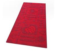 emmevi Alfombra de cocina antideslizante con corazones 3D, lavable, moderna, varios tamaños, mod. Clelia, dis.A, 57 x 130 cm, color burdeos