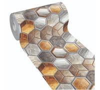 emmevi Alfombra de cocina antimanchas con impresión HD de alta definición, 51 x 230 cm, mosaico hexagonal con piedras