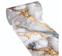 emmevi Alfombra de cocina de goma estampada de alta resolución HD, antimanchas, antideslizante, 51 x 340 cm, mármol veteado dorado