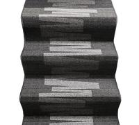 emmevi Alfombra de escalera con borde de entrada, pasillo, alfombra escalones, modelo Picasso Dis_27, 67 x 350 cm, color gris