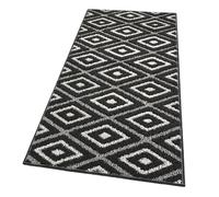 emmevi Alfombra para casa o cocina, diseño de rombos 3D, tridimensionales, bordada, moderna, absorbente, antideslizante, 50 x 190 cm, color negro