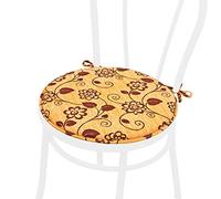 EmmeVi - Cojín para silla redondo suave, cojín floral vectorial, modelo DALIA38A, amarillo, lavable