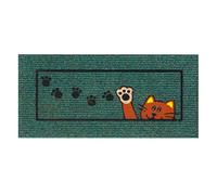 emmevi Felpudo antideslizante para proteger escalones, 25 x 50 cm, absorbente, alfombra de entrada suave, mod. Ischia salvagradino gato verde