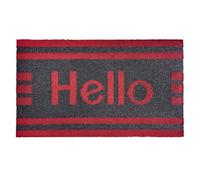 emmevi Felpudo para la entrada de la puerta Hello, absorbente, 40 x 70 cm, antideslizante, moderno, burdeos