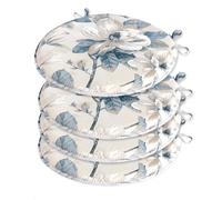 emmevi Juego de 4 cojines redondos de algodón con lazos lavables y suaves, redondos, estilo shabby chic vintage