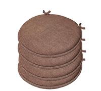 emmevi Juego de 4 cojines redondos para silla, de algodón, lavables y blandos, redondos, lisos pastel y marrón