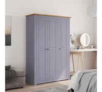 Emmtore Armario 3 Puertas Madera Pino Panamá Range Gris 118x50x171,5cm