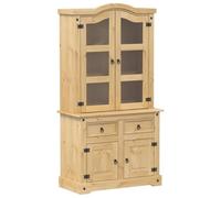 Emmtore Armario con Vitrina Corona Madera Maciza Pino 100x48,5x179 cm, Mueble Vitrina, Armario Expositor