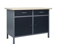 Emmtore Banco de Trabajo Garaje Herramientas de Trabajo Mesa Estación Superficie Grande Plataforma Estable de Acero Negro