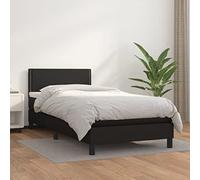 Emmtore Cama Box Spring con colchón Cuero sintético Negro 100x200 cm Liso con Clavos Dimensiones