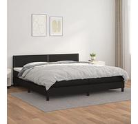 Emmtore Cama Box Spring con colchón Cuero sintético Negro 200x200 cm Liso con Clavos Dimensiones