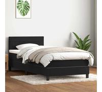 Emmtore Cama Box Spring con colchón Cuero sintético Negro 80x220 cm Rayas horizontales