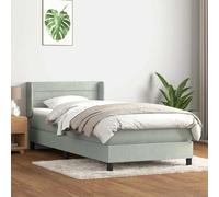Emmtore Cama Box Spring con colchón Terciopelo Gris Claro 80x210 cm Rayas horizontales