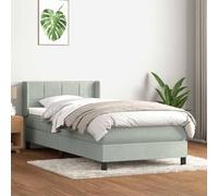 Emmtore Cama Box Spring con colchón Terciopelo Gris Claro 80x220 cm