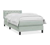 Emmtore Cama Box Spring con colchón Terciopelo Gris Claro 80x220 cm Diseño de Botones