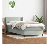 Emmtore Cama Box Spring con colchón Terciopelo Gris Claro 80x220 cm Diseño Plano