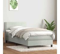 Emmtore Cama Box Spring con colchón Terciopelo Gris Claro 80x220 cm Liso con Clavos