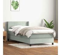 Emmtore Cama Box Spring con colchón Terciopelo Gris Claro 80x220 cm Liso con Clavos