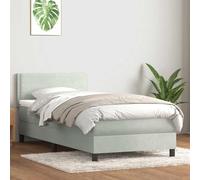 Emmtore Cama Box Spring con colchón Terciopelo Gris Claro 90x210 cm Liso con Clavos