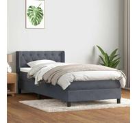 Emmtore Cama Box Spring con colchón Terciopelo Gris Oscuro 80x210 cm Diseño de Botones