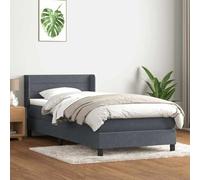 Emmtore Cama Box Spring con colchón Terciopelo Gris Oscuro 80x210 cm Rayas horizontales