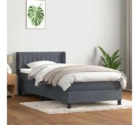 Emmtore Cama Box Spring con colchón Terciopelo Gris Oscuro 80x220 cm Rayas Verticales