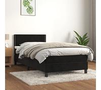 Emmtore Cama Box Spring con colchón Terciopelo Negro 100x200 cm Liso con Clavos