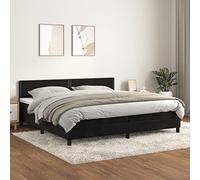 Emmtore Cama Box Spring con colchón Terciopelo Negro 200x200 cm Liso con Clavos