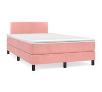 Emmtore Cama Box Spring con colchón Terciopelo Rosa 120x190 cm Liso con Clavos