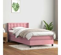Emmtore Cama Box Spring con colchón Terciopelo Rosa 80x220 cm Botones