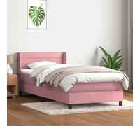 Emmtore Cama Box Spring con colchón Terciopelo Rosa 80x220 cm Rayas horizontales